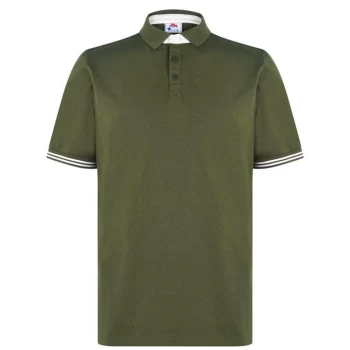 Image of Lonsdale Jersey Polo Shirt Mens - Khaki/White