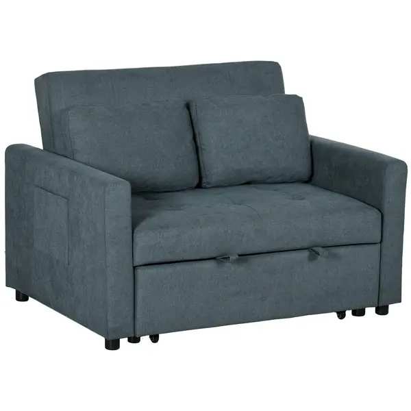 Image of Fabric Convertible 2 Seater Sofa Bed with 2 Cushions for Living Room