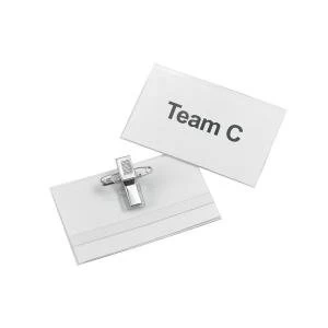 Image of Office Name Badge Landscape with Combi Clip 45x75mm Pack 50 936682
