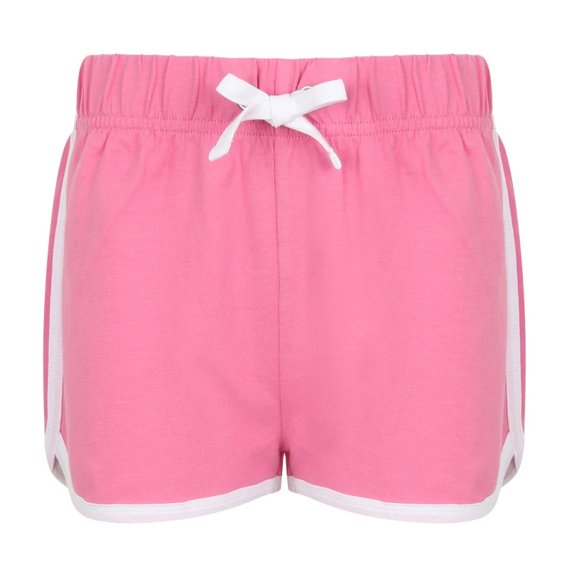 Image of Skinni Fit Skinni Minni Retro Sports Shorts in Bright Pink Size: 11-12 Years Bright Pink Unisex 11-12 Years