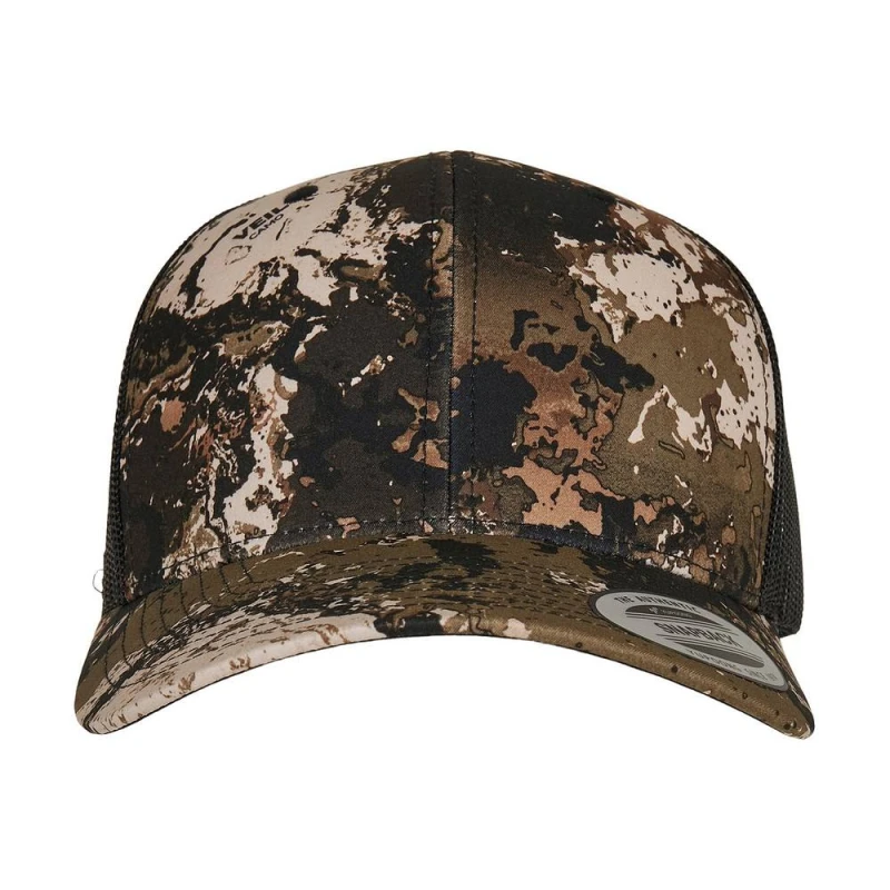 Image of Flexfit Mens Veil Camo Trucker Cap in Brown Brown Male One Size