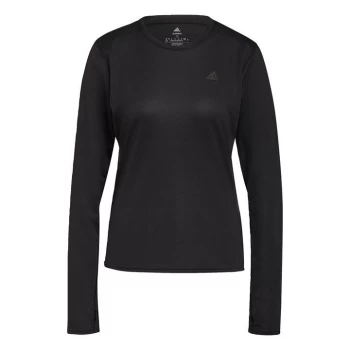 Image of adidas Run Icons Running Long-Sleeve Top Womens - Black