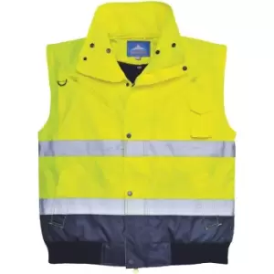 Image of Portwest Mens 3 In 1 Hi-Vis Bomber Jacket (C465) / Workwear (3XL) (Yellow/Navy) - Yellow/Navy