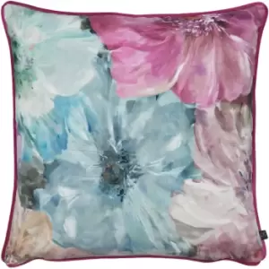 Image of Prestigious Textiles Lani Floral Cushion Cover (55cm x 55cm) (Hibiscus Pink/Blue)