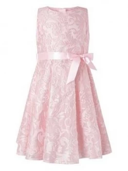 Image of Monsoon Girls Cordelia Glitter Jacquard Dress - Pink, Size 7 Years, Women