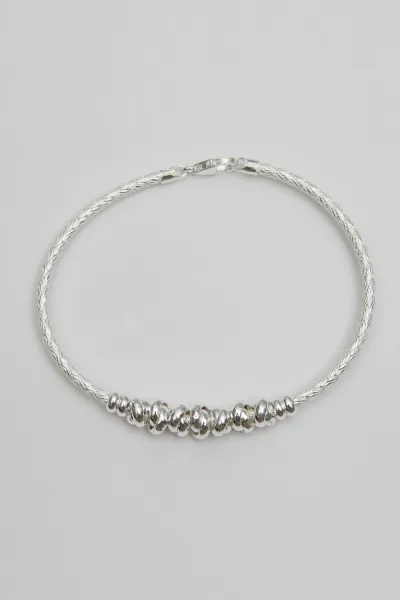 Image of Recycled Sterling Silver 925 Love Knot Textured Bangle Bracelet