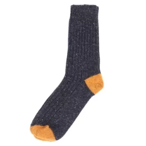 Image of Barbour Mens Houghton Sock Charcoal/Ochre Large