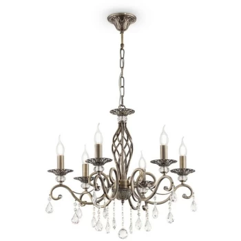Image of Grace Chandelier Brass & Crystal, 6 Light, E14
