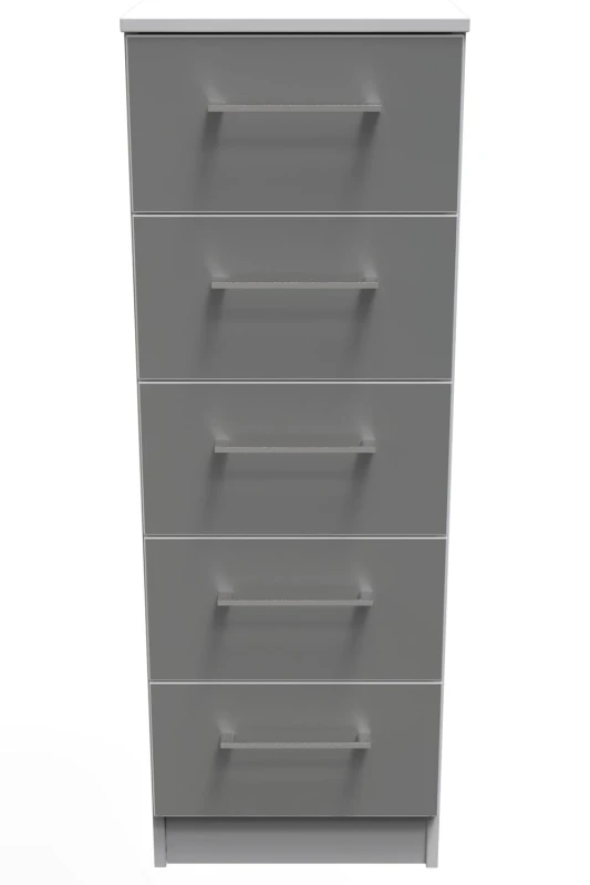 Image of Chester 5 Drawer Tallboy In Uniform Grey & White (Ready Assembled)