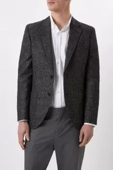 Image of Slim Charcoal And Burgundy Pow Check Blazer