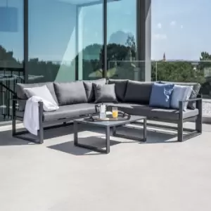 Image of Harbour Lifestyle Havana Aluminium Corner Group With Reclining Feature & Coffee Table - Charcoal