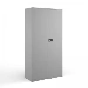Image of Steel contract cupboard with 4 shelves 1968mm high - goose grey