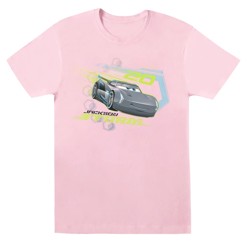 Image of Disney Men Cars Jackson Storm T-Shirt in Baby Pink Size: Small Baby Pink S Male 5059568307323