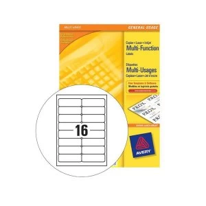 Image of Avery 105x37mm Copier Labels White - 16 Per Sheet 1600 Labels