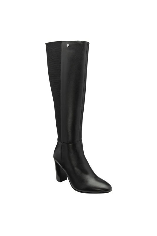 Image of Ravel Womens Black Leather 'Bywell' Heeled Knee-High Boots Size: 5 Black Female 5