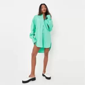 Image of Missguided Oversized Shirt Dress Poplin - Green