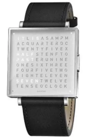 Image of QLOCKTWO Watch W39 Fine Steel Black Leather