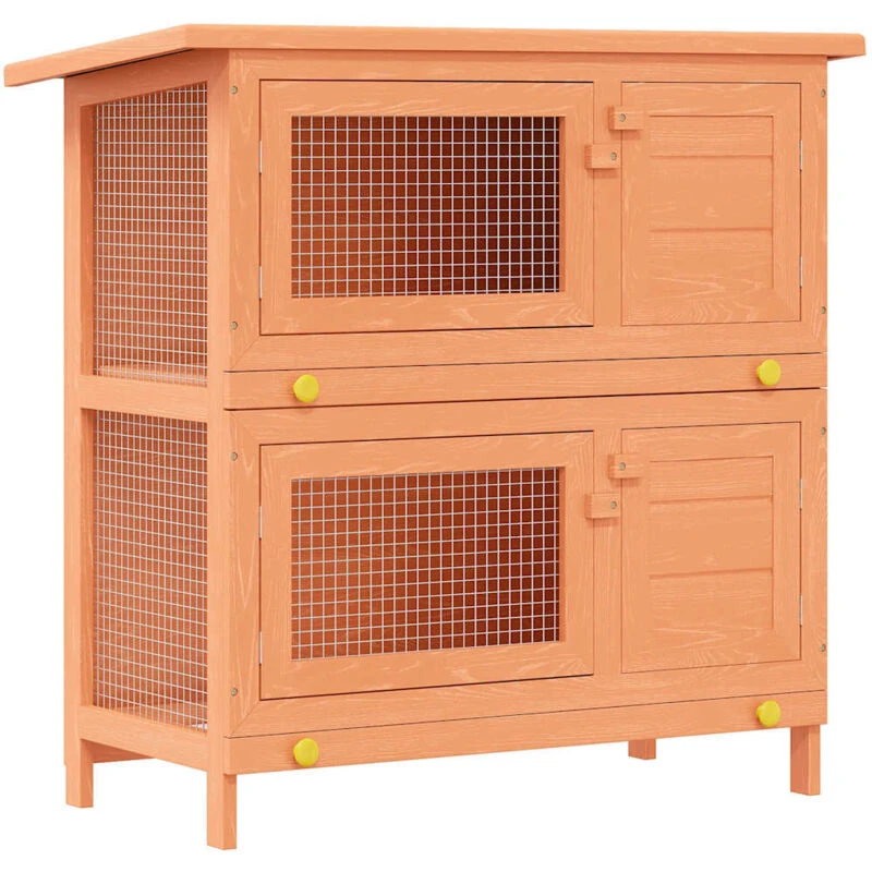 Image of vidaXL Outdoor Rabbit Hutch Small Animal House Pet Cage 4 Doors Wood Habitat