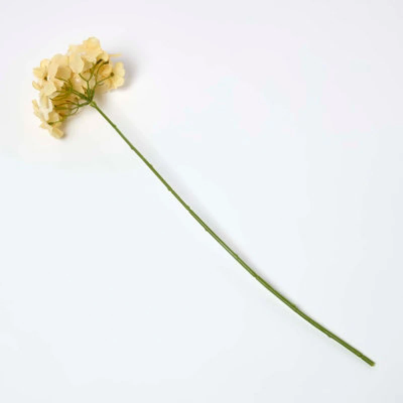 Image of Homescapes Artificial Yellow Handcrafted Hydrangea Flower Stem, 60 Cm