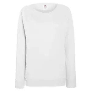 Image of Fruit OF The Loom Ladies Fitted Lightweight Raglan Sweatshirt (240 GSM) (2XL) (White)