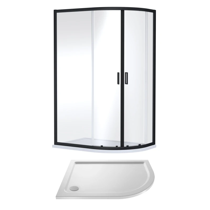 Image of Balterley Ruwa Offset Quad Shower Suite RH, 1200 x 900mm Tray & Enclosure Black Unisex