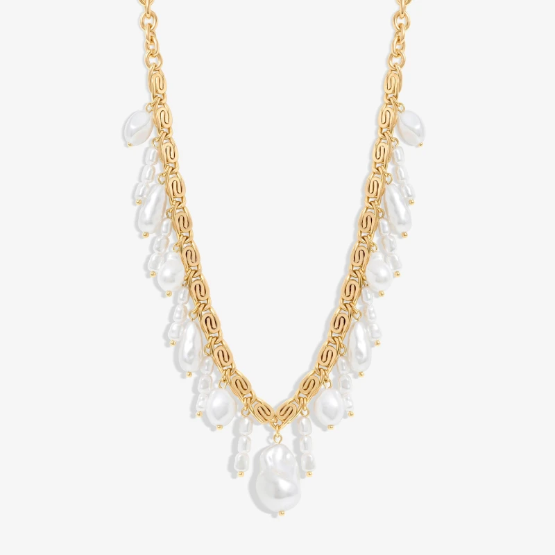 Image of Mood Gold Cream Pearl Baroque Shaker Necklace Gold
