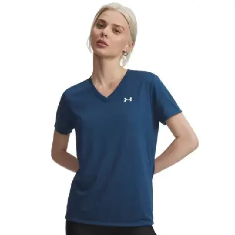 Image of Womens V-neck T-Shirt Under Armour Tech Bleu Female S