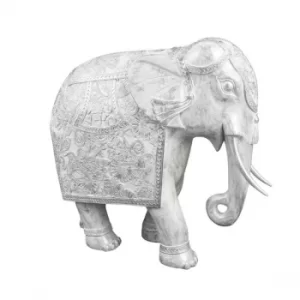 Image of Large Elephant Ornament White Wash 38.5cm