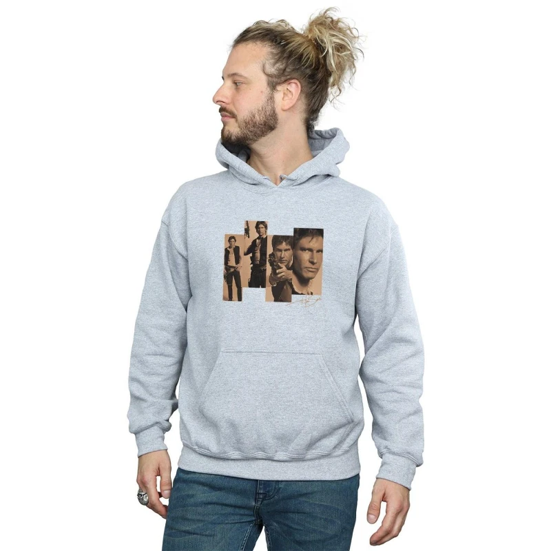 Image of Star Wars Star Wars Men Han Solo Photoshoot Hoodie in Grey Size: Small Grey S Male 5057736869758