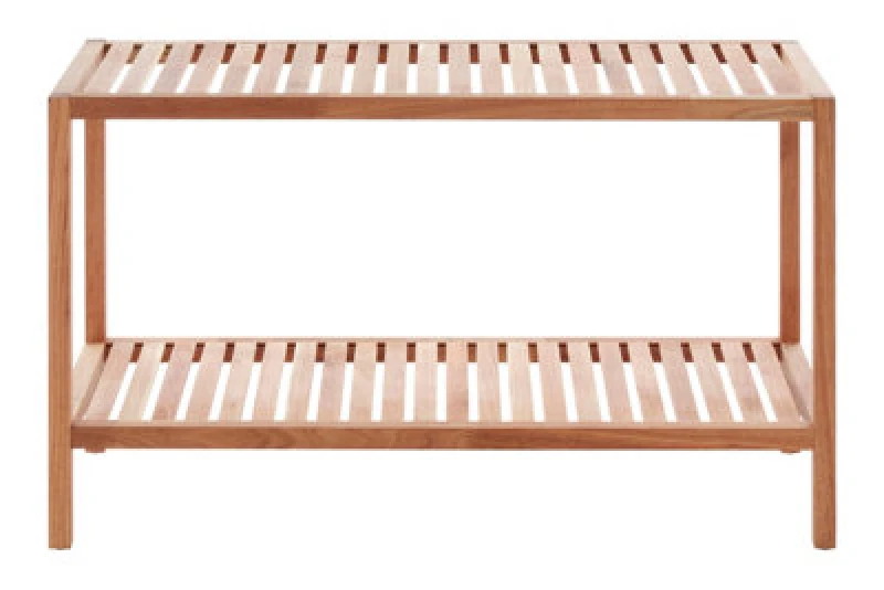 Image of Premier Housewares ARLA Walnut Wood Two Tier Storage Shelf Unit Natural