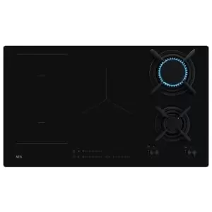 Image of AEG HDB95623NB 6000 Series Black Dual Fuel Gas & Induction Hob - 90cm