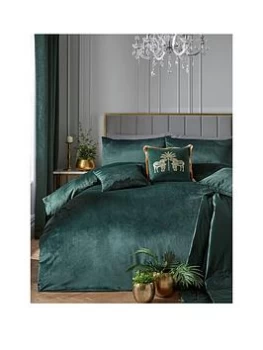 Image of Laurence Llewelyn-Bowen Llb Montrose Green Velvet Duvet Set - Ks