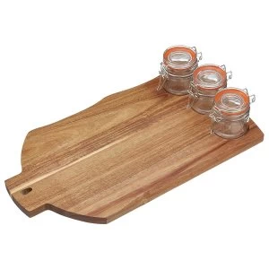Image of Artesa Acacia Wood and Glass Serving Set