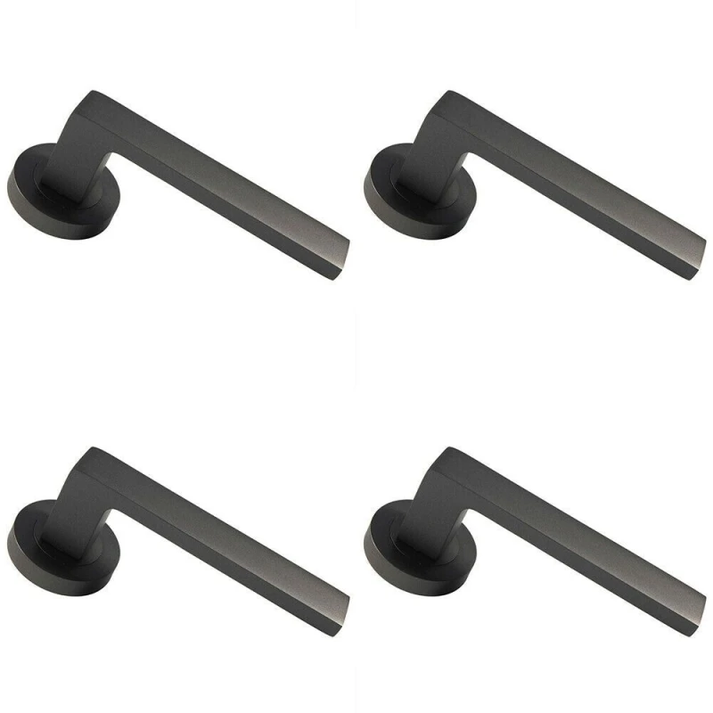Image of Loops 4x PAIR Straight Square Handle on Round Rose Concealed Fix Matt Bronze Finish Multi