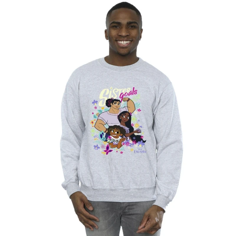 Image of Disney Men Encanto Sister Goals Sweatshirt in Grey Size: Small Grey S Male 5063153608344