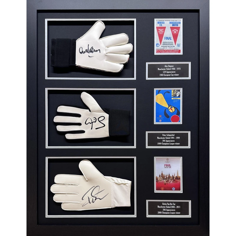 Image of Manchester United FC Stepney Schmeichel Van Der Sar Signed GK gloves Black unisex One Size