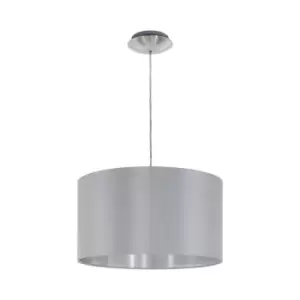Image of Netlighting Maserlo 1 Light Round Ceiling Pendant Satin Nickel Grey, E27