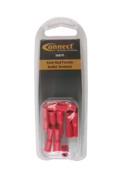 Image of 4mm Red Female Bullet Terminal Pk 10 Connect 36870