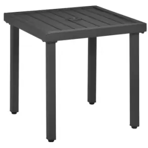 Image of Outsunny Garden Side Table, Patio Coffee Table with Umbrella Hole, End Table with Steel Frame for Balcony, Grey