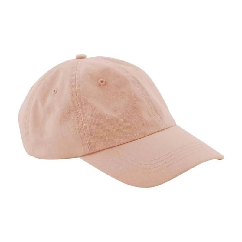 Image of Beechfield Beechfield Men 6 Panel Low Profile Dad Hat in Peach Peach One Size Male 5063693810450