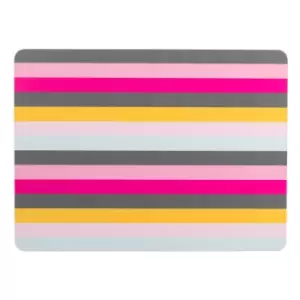 Image of Set of 4 Gardenia Stripe Placemats Pink, Yellow and Grey