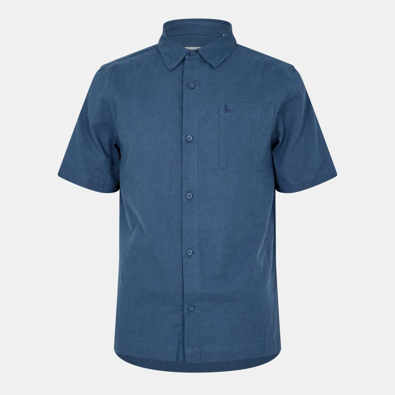 Image of Jack Wills Short Sleeve Linen Shirt - Blue Blue S