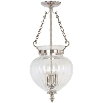 Image of Finsbury Park - 3 Light Medium Ceiling Lantern Pendant Polished Nickel, E14 - Elstead