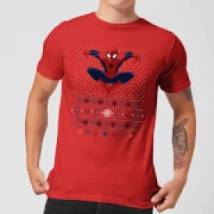 Image of Marvel Avengers Spider-Man Mens Christmas T-Shirt - Red - L