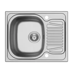 Image of Single Bowl Inset Chrome Stainless Steel Kitchen Sink with Reversible Drainer - Essence Ava