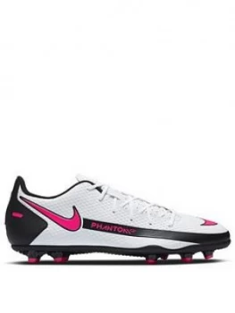 Image of Nike Mens Phantom Gt Club Firm Ground Football Boot, White/Pink, Size 7, Men