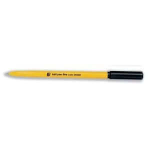 Image of 5 Star Office Ball Pen Yellow Barrel Fine 0.7mm Tip 0.3mm Line Black Pack 50