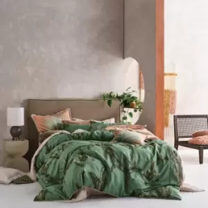 Image of Livia Tropical 100% Cotton Duvet Cover Set Leaf Green, Leaf Green / King