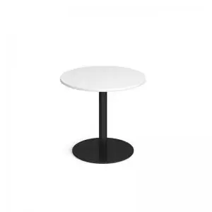 Image of Monza circular dining table with flat round Black base 800mm - white