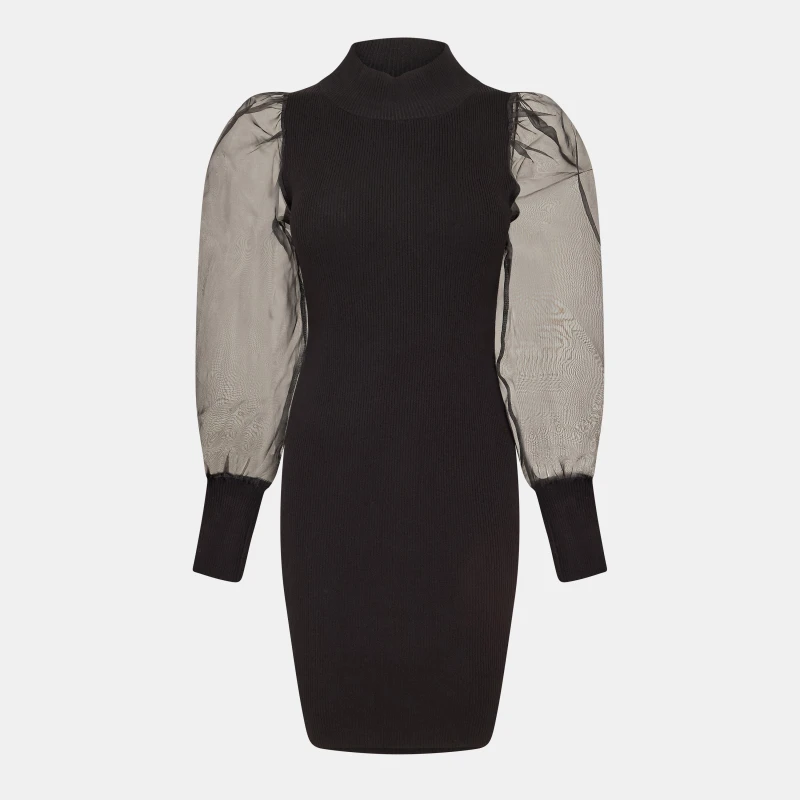 Image of French Connection Womens Krista Long-Sleeve Jumper Dress 01-Blackout female 6 (2XS)